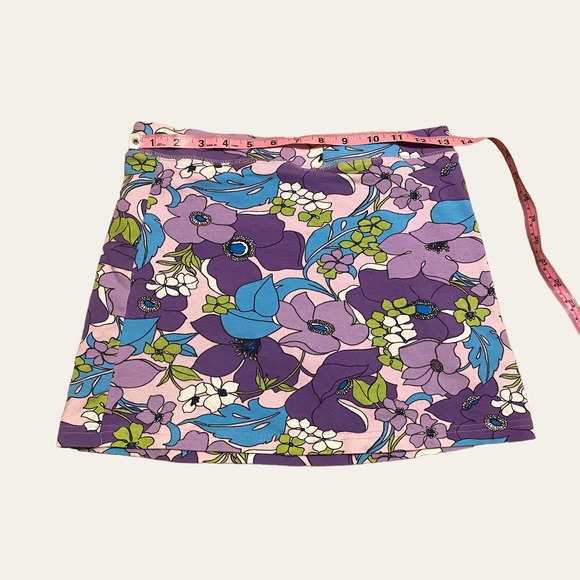 Y2K Purple Floral Drawstring Mini Hidden Skort - Picture 2 of 4